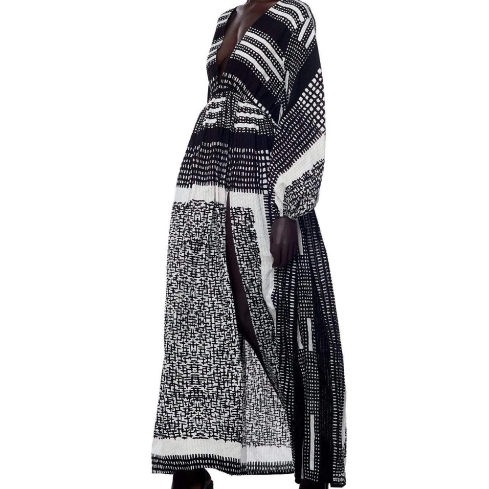 NWT Jonny Cota Poet Maxi Boho Dress, Sustainable Designer, Sexy Low Cut Top, M/L - Picture 12 of 16